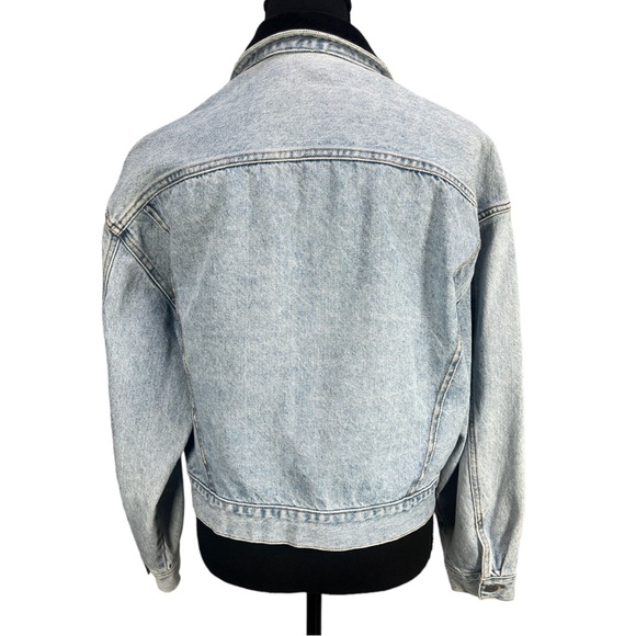 VTG 90's GUESS by George Marciano Light Wash Denim Jacket with Velvet Collar - Picture 8 of 10